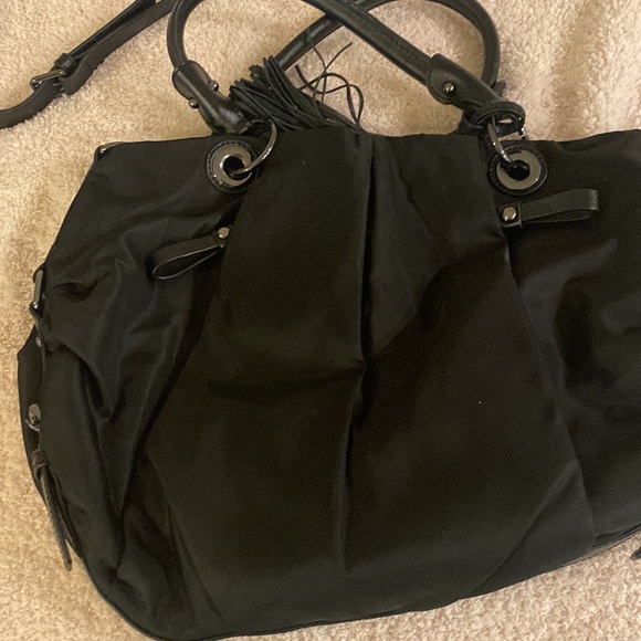 Like NEW! Vince Camuto Black Nylon satchel bag with cross body strap. - Picture 12 of 13